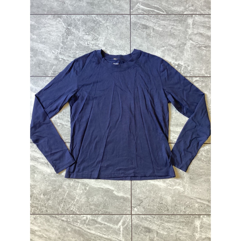 Quince NWOT Womens Navy Blue Cotton Modal Long Sleeve Crewneck T-Shirt Size S